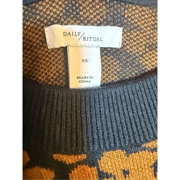 Daily Ritual Ultra-Soft Jacquard Crewneck Pullover Sweater Brown & Black - Picture 3 of 9
